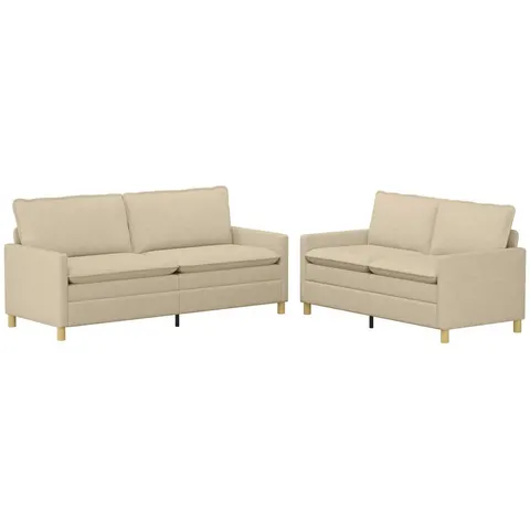 vidaXL Ensemble de Canapés 2 pc Crème Tissu – 594340 – image 2