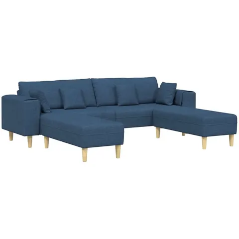 vidaXL Canapé 3 pc Bleu tissu – image 3