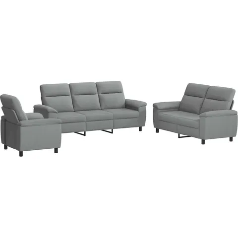 vidaXL Ensemble de Canapés 3 pcs Gris clair Tissu – 296782 – image 2