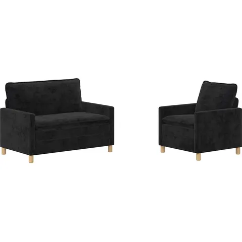 vidaXL Ensemble de Canapés 2 pc Noir Polyester – 593411 – image 2