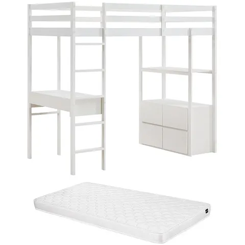 Vente-unique Hoogslaper hout wit 90 x 190 cm – 203325 – afbeelding 2