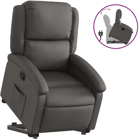 vidaXL Fauteuil inclinable gris cuir véritable – 167537 – image 2