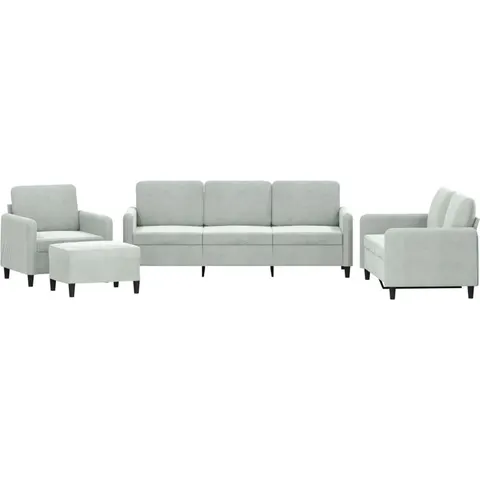 vidaXL Ensemble de canapés 4 pcs gris clair velours – image 2