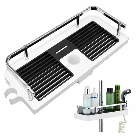 Doucheplank ABS 32x12 cm Zwart / Wit – afbeelding 2