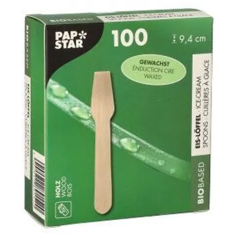 100 Ijslepels Hout, gewaxt 9,4 cm – afbeelding 2