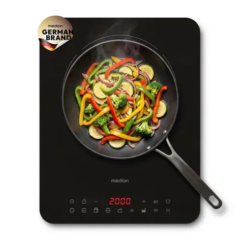 Plaque induction simple Medion MD 100090 2000 W surface verre 24 cm 8 programmes – image 2