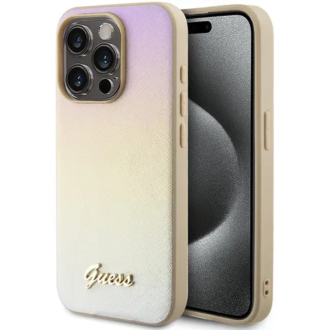 Guess Iridescent Metal Script Back Case - Apple iPhone 15 Pro (6.1") - Goud – afbeelding 2