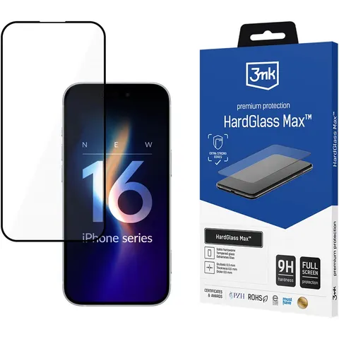 Apple iPhone 16 - 3mk HardGlass Max Black – afbeelding 2