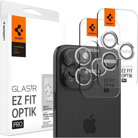 Spigen Optik iPhone 15 Pro/ 15 Pro max camera protector - 2 pack installatietray – afbeelding 2