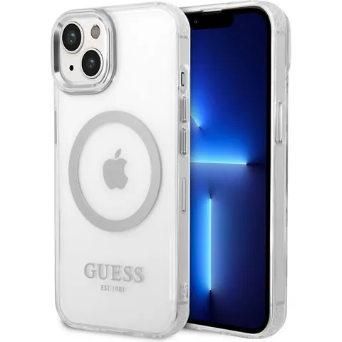 Guess Translucent Back Case (MagSafe Compatible) - Geschikt voor Apple iPhone 14 Plus (6.7") - Zilver – afbeelding 2