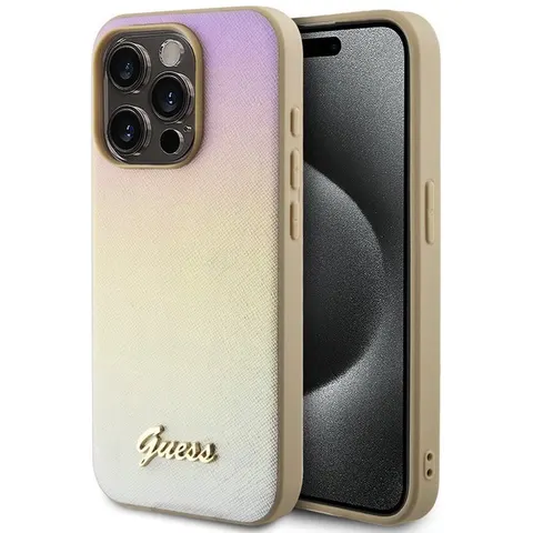 Guess Iridescent Metal Script Back Case - Apple iPhone 15 Pro Max (6.7") - Goud – afbeelding 2