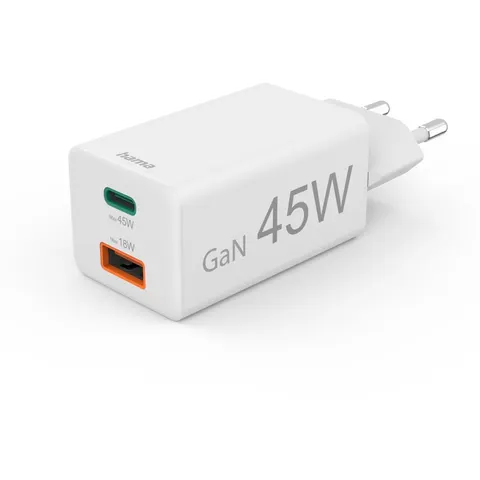 Oplader Hama USB-C/USB-A Mini PD 45W wit – afbeelding 2