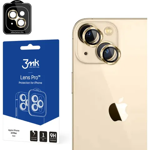 Apple iPhone 14 Plus - 3mk Lens Protection Pro Gold – afbeelding 2