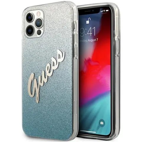 Guess - iPhone 12-hoesje - Glitter Gradient Script - Blauw – afbeelding 2