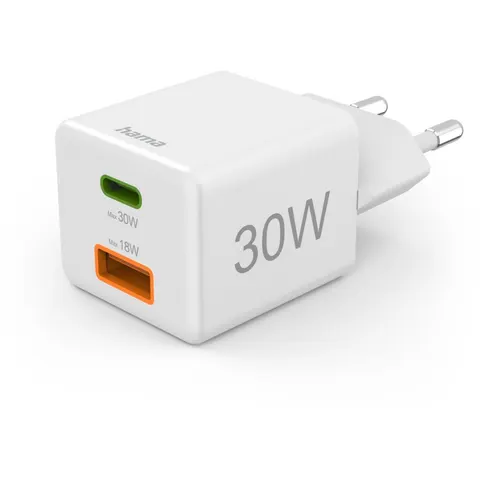 Oplader Hama USB-C/USB-A Mini PD 30W wit – afbeelding 2