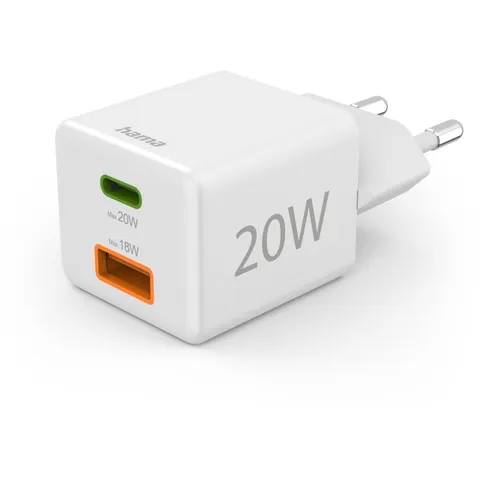 Oplader Hama USB-C/USB-A Mini PD 20W wit – afbeelding 2