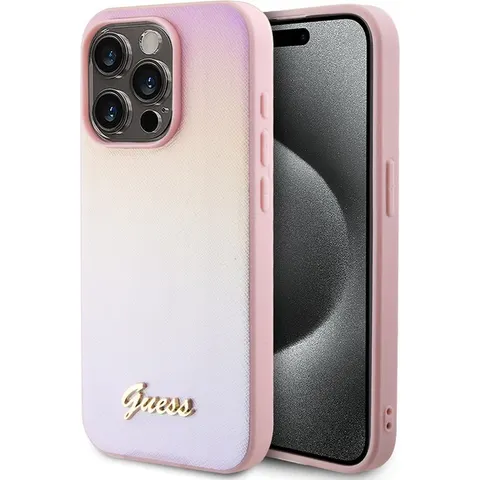 Guess Iridescent Metal Script Back Case - Apple iPhone 15 Pro Max (6.7") - Roze – afbeelding 2