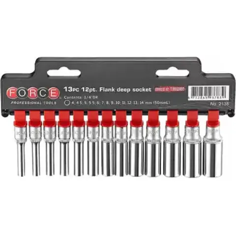 1/4" Doppenset lang 6-kant 13 delig – afbeelding 2