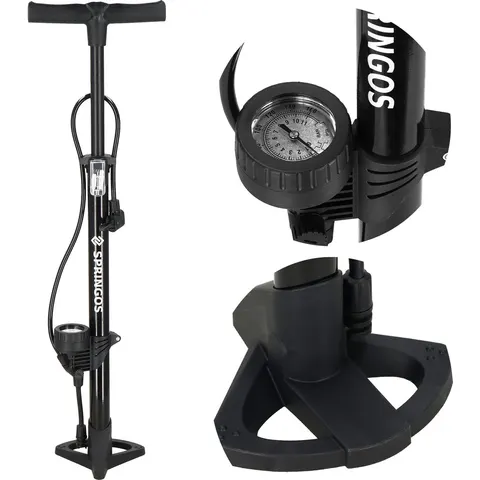 Springos Fietspomp - Fietspomp Met Drukmeter - Zwart – afbeelding 2