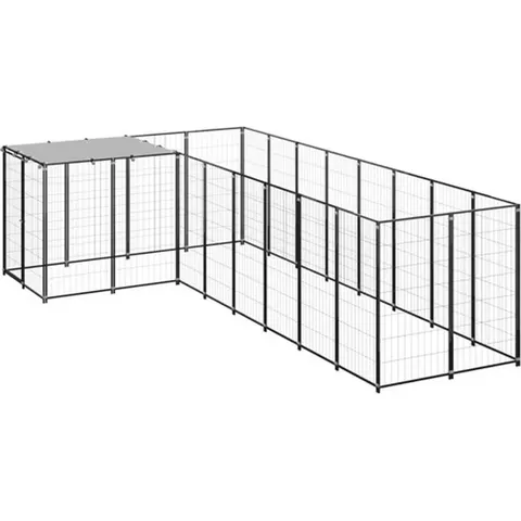 vidaXL Chenil Noir 6,05 m² Acier – VXL3082225 – image 3