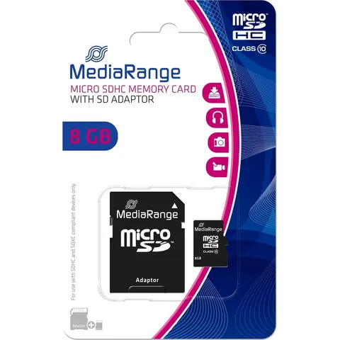 Mediarange - Micro SD 8gb (Class 10) Met Adapte – afbeelding 2