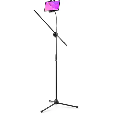 Vonyx MS10TH microfoon standaard - Tripod microfoonstatief met tablethouder - Verstelbaar - Zwart – afbeelding 2