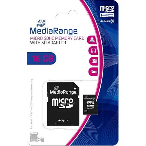 Mediarange - Micro Sd 16gb (Class 10) Met Adapter – afbeelding 2
