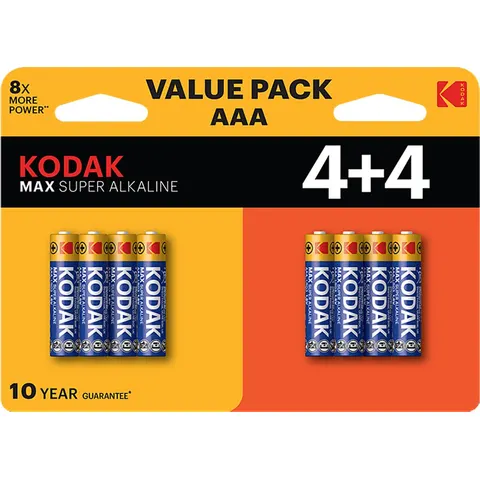 Kodak Max alkaline AAA 4+4 pack – afbeelding 2