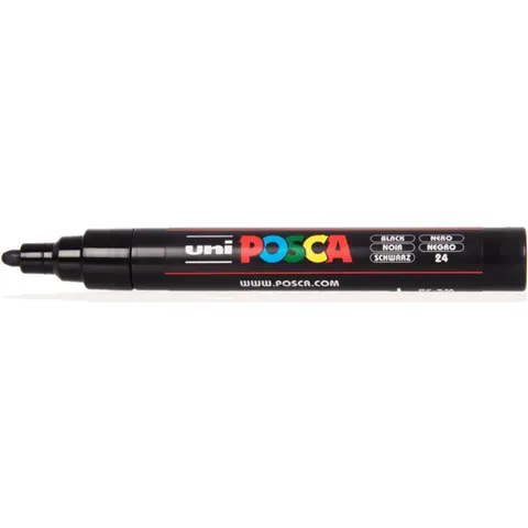 Paintmarker Uni POSCA PC5M medium zwart – afbeelding 2