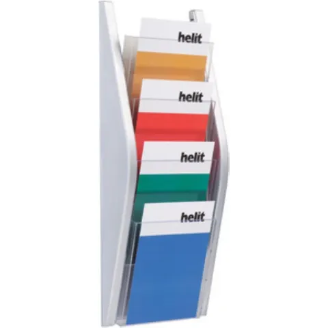 Folderhouder Helit wand 4x A5 zilver – afbeelding 2