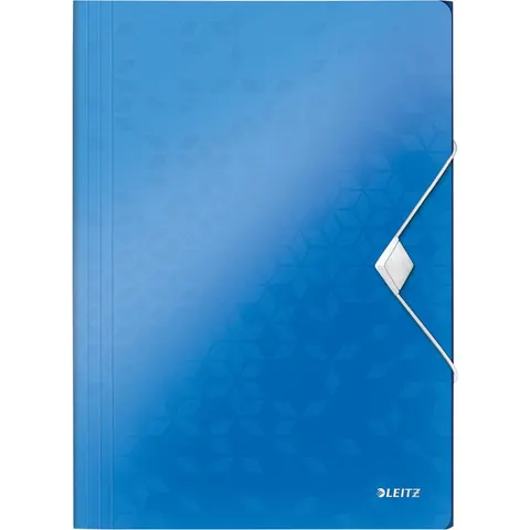 Elastomap Leitz WOW A4 3 kleppen PP blauw – afbeelding 2