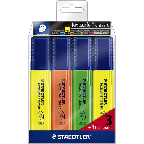STAEDTLER Textsurfer classic tekstmarker - set 3 + 1 gratis – afbeelding 2