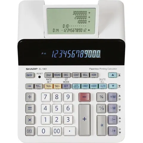 Sharp rekenmachine - wit - 12 digit - opladen met adapter – afbeelding 2