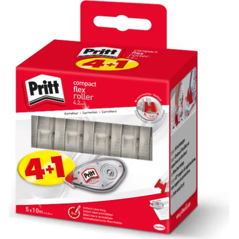 Pritt Compact Correction roller 4.2mm x 10m Value-Pack 4+1 – afbeelding 2
