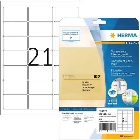 HERMA 8670 adreslabels Transparant – afbeelding 2