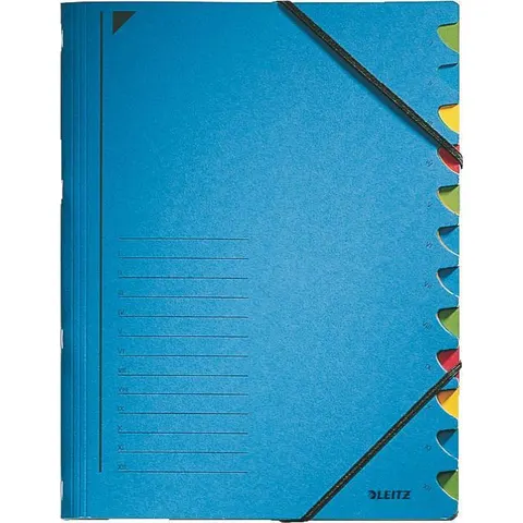 Sorteermap Leitz 12 tabbladen karton blauw – afbeelding 2