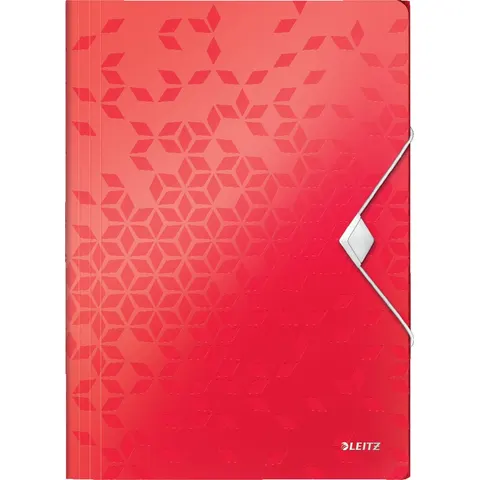Elastomap Leitz WOW A4 3 kleppen PP rood – afbeelding 2