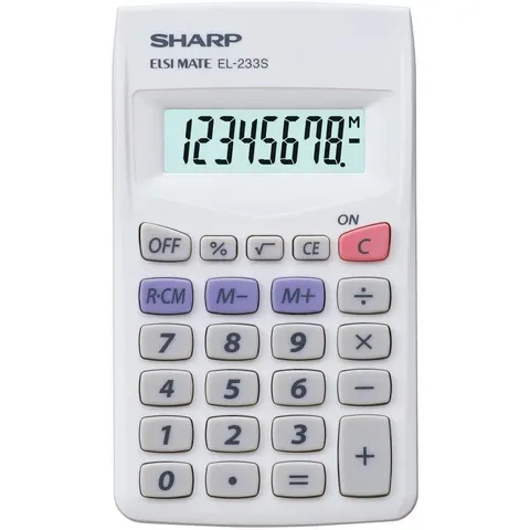 Sharp rekenmachine - grijs - 8 digit - 1x LR44 batterij – afbeelding 2