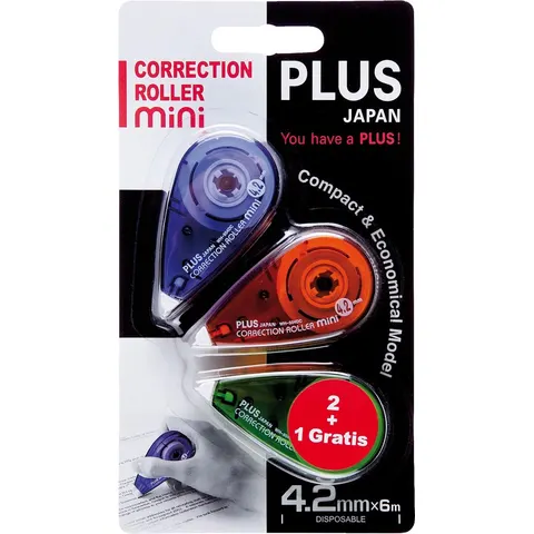 Plus mini correctieroller, 2 + 1 gratis, op blister – afbeelding 2
