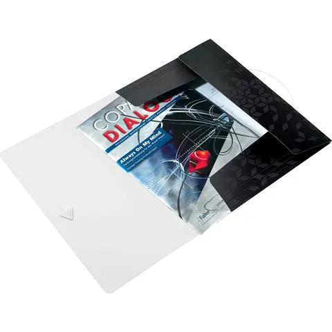 Elastomap Leitz WOW A4 3 kleppen PP zwart – afbeelding 2