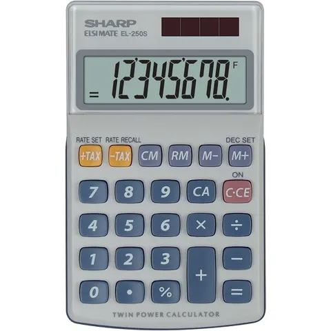 Sharp rekenmachine - grijs - 8 digit - 1x LR54 batterij – 022215 – afbeelding 2