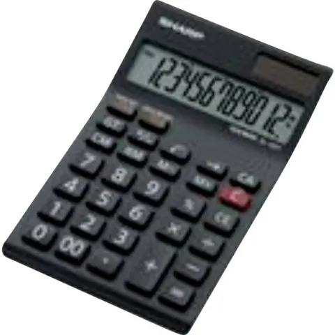 Sharp rekenmachine - zwart/wit - 12 digit - 1x LR44 batterij – afbeelding 2