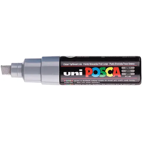 Paintmarker Uni POSCA PC8K breed schuin grijs – afbeelding 2