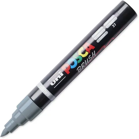 Uni Posca Brushmarker 5M Grijs – afbeelding 2
