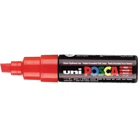 Paintmarker Uni POSCA PC8K breed schuin rood – afbeelding 2
