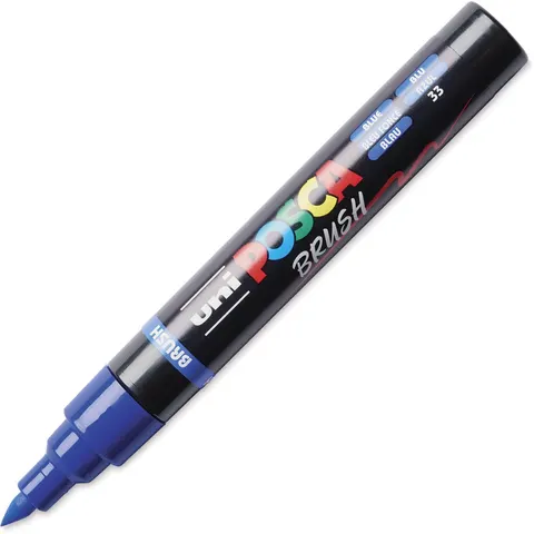 Uni Posca Brushmarker 5M Donkerblauw – afbeelding 2