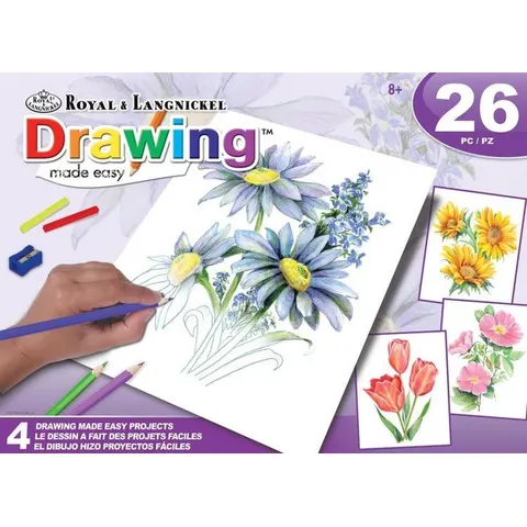 AVS-DME203 Drawing Made Easy Activity Set - 4 Projects FLOWERS BOX – afbeelding 2