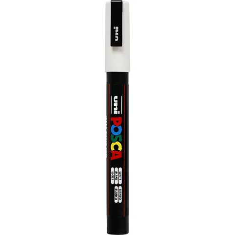 Paintmarker Uni POSCA PC3M fijn wit – afbeelding 2