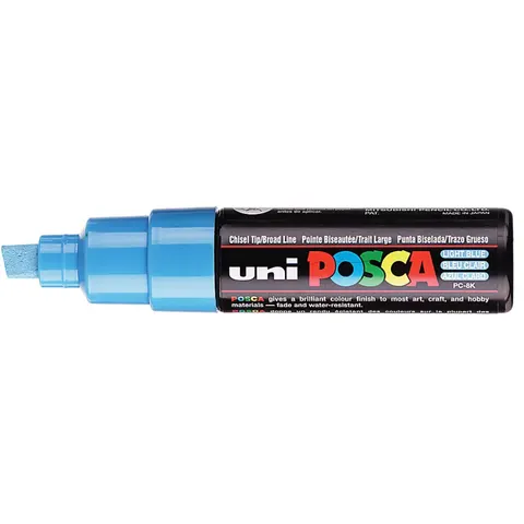 Paintmarker Uni POSCA PC8K breed schuin lichtblauw – afbeelding 2