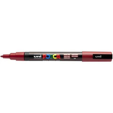 Verfstift Posca PC3M F donkerrood – afbeelding 2